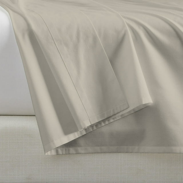 Drap Plat Simple en Percale 100 % Coton Frais et Net Jumeau Beige par Color Sense