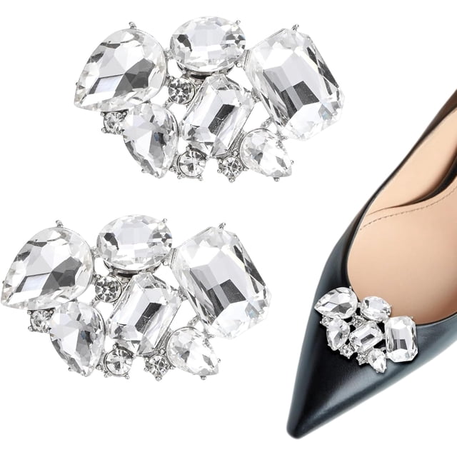 Pack Decorative Rhinestone Shoe Clips, Zinc Alloy Removable Fashion Crystal Flower Clips Buckle for Women