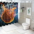 thumbnail image 6 of BCIIG  Sports Shower Curtain, Basketball Ball and Water Splashing Thunder Lightning Themed Design, Cloth Fabric Bathroom Decor Set with Hooks,  Dark Blue and Burgundy, 6 of 6