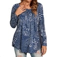 thumbnail image 5 of Fall Tops for Women Plus Size Long Sleeve Blouse Casual Floral Tunics Top Navy Blue, 5 of 8