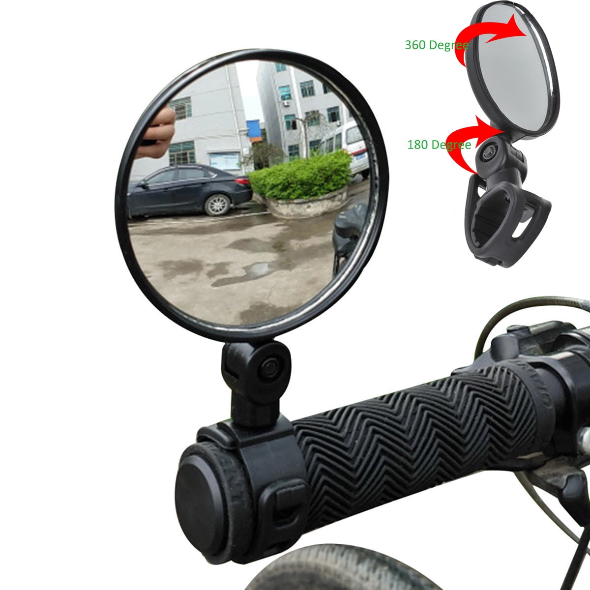 Mnycxen Universal Mini Rotaty Rearview Handlebar Glass Mirror For Bike Cycling