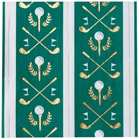 Bonjour Fête Le Golf Large Paper Party Napkins | 3-Ply Sporty Napkins for Outdoor Events, Father's Day, Golf Tournaments | Premium Cocktail Size | Festive Decor | Pack of 20, 5" Folded