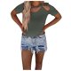 thumbnail image 1 of Tops sólidos de manga corta de ocio de cuello redondo de verano de moda para mujer Fridja  zx1724, 1 of 5