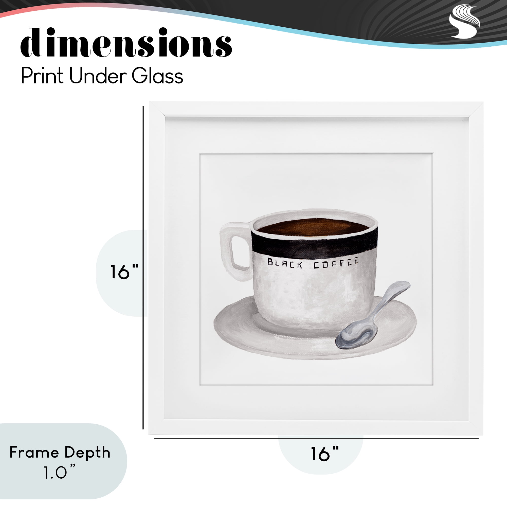 Stupell Industries Black Coffee Mug White Framed Print Under Glass, design by Elizabeth Medley