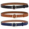 thumbnail image 2 of Fortune Ceinture Homme Femme Boucle Ronde Ceinture en Cuir PU Ceinture de Taille Rétro Classique, 2 of 5