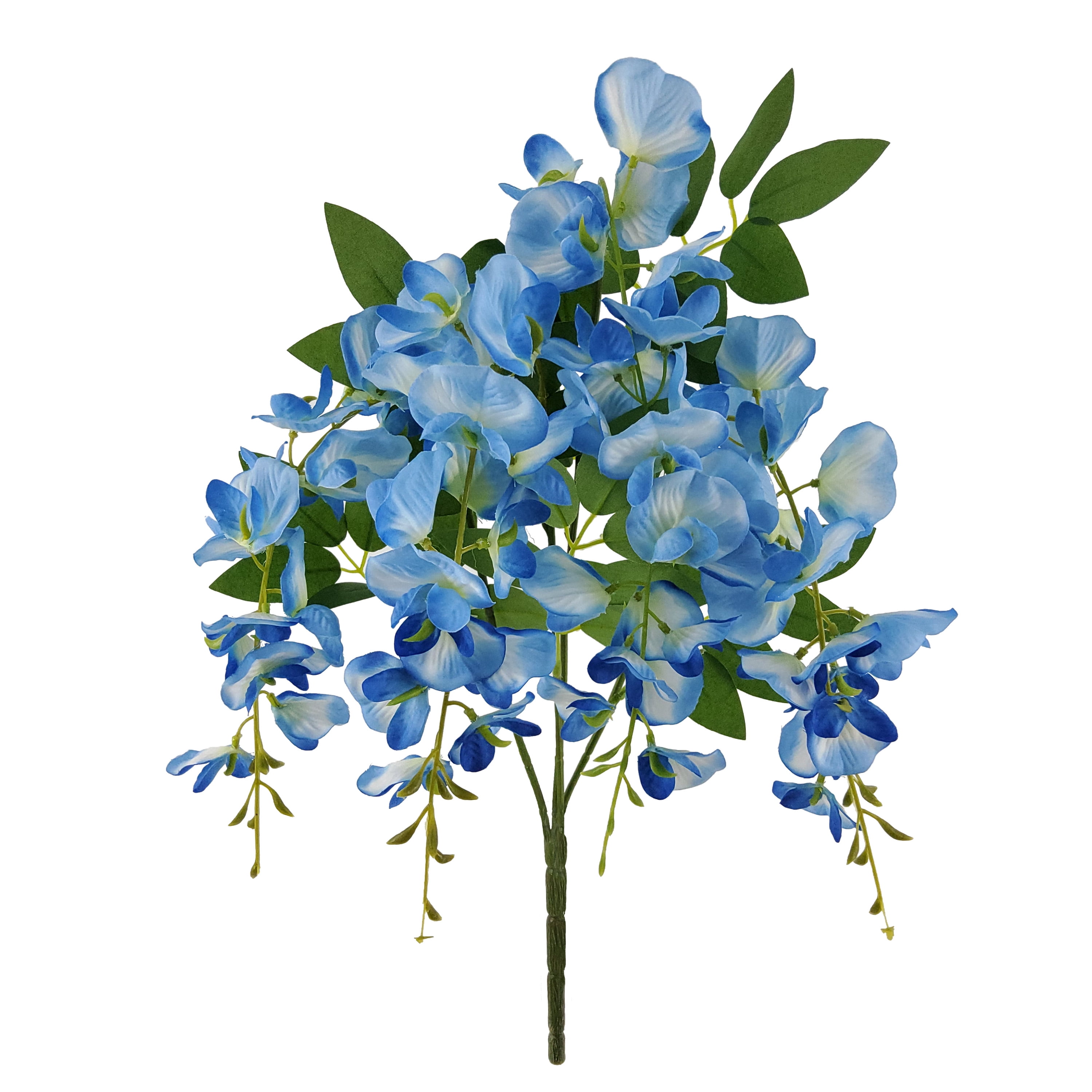 Mainstays 17in Indoor Artificial Blue Wisteria Bush, Blue Color.