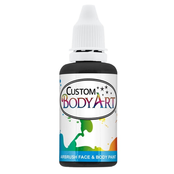 1 oz BLACK Custom Body Art Water-Based Airbrush Face and Body Paint Make-Up