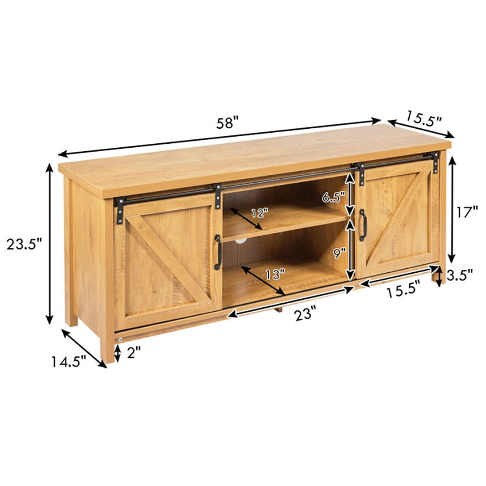 Finihen TV Stand, TV Cabinet, Media Center Console Cabinet with Sliding Barn Door, Entertainment Center for TV, Media Entertainment Center with Storage, for Living Room, Bedroom, Golden