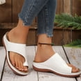 thumbnail image 7 of LOVZFMLL Women's Wedge Sandals Ring Toe Slip On Open Toe Comfort Walking Clogs Sandals with Arch Support Casual Beach Vacation White 7, 7 of 7