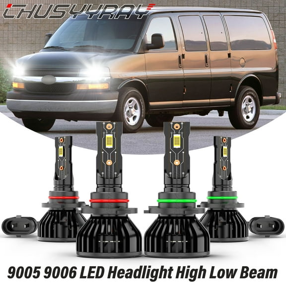 For Chevy Express 1500 2500 3500 1996-2014 LED Headlight Bulbs Kit 6000K White 4x