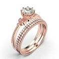 thumbnail image 3 of Beautiful 2.25 Carat Round Cut Diamond Moissanite Floral Engagement Ring, Antique Wedding Ring, Two Matching Band in 925 Sterling Silver With 18k Rose Gold Plating, Gift For Her, 3 of 4
