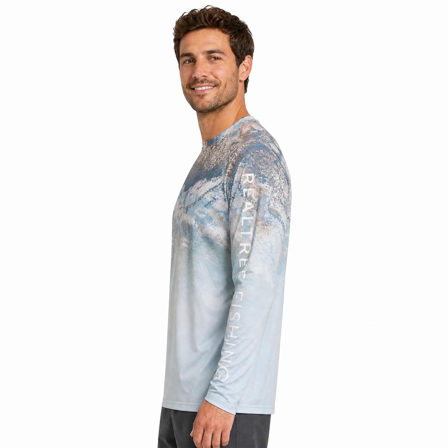 Realtree Men's Long Sleeve Performance Fishing Tee, Granite Bay, 2XL