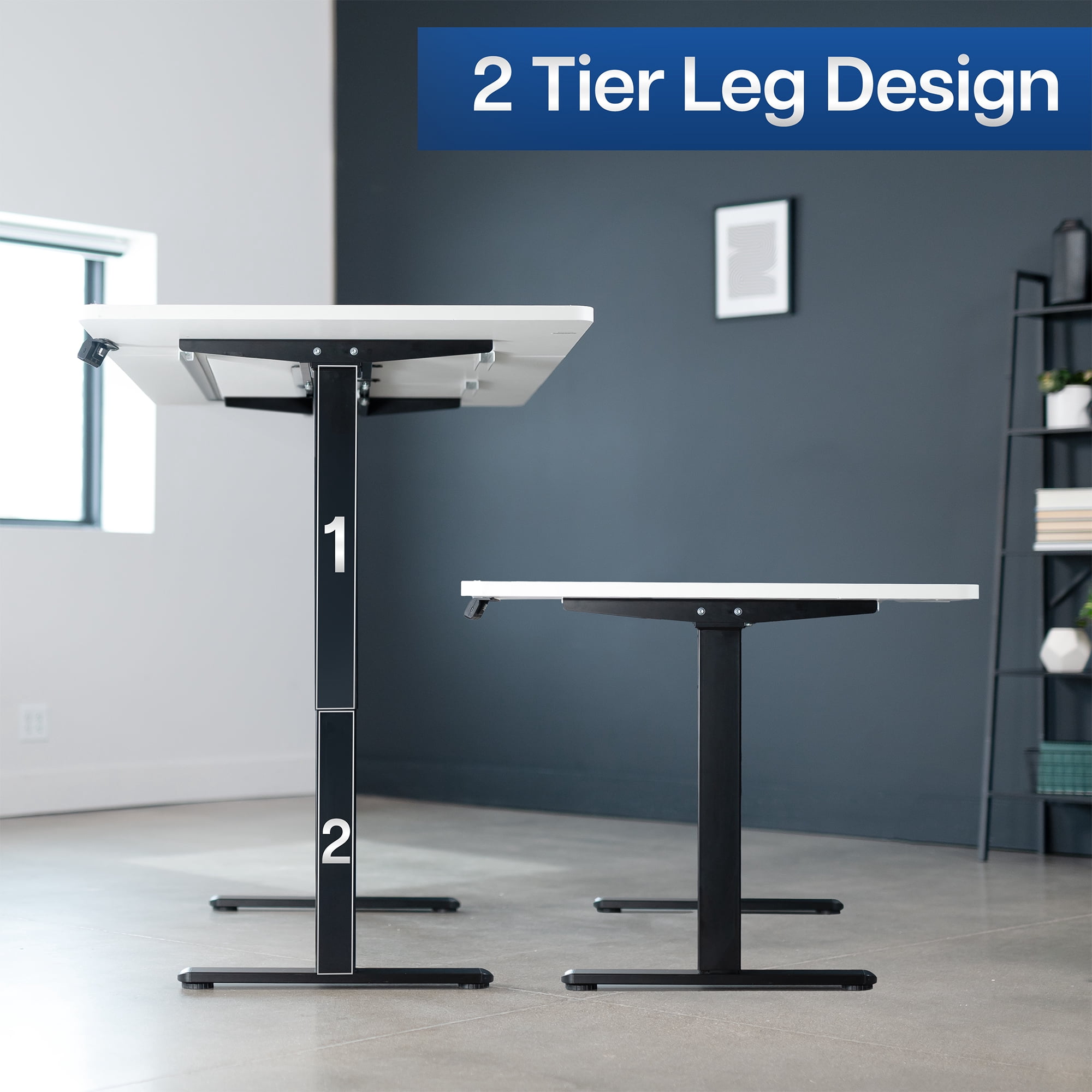 VIVO Electric Dual Motor 71” x 36” Standing Desk, White Top, Black Frame