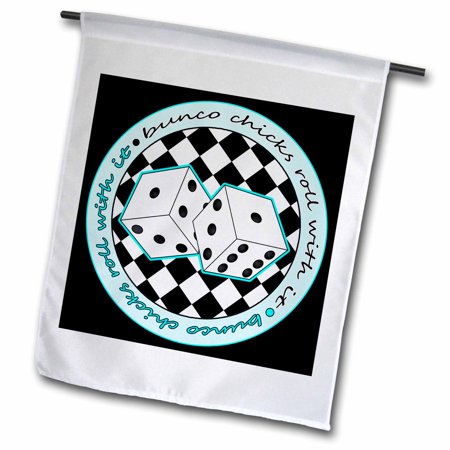 Bunco Chicks Roll With It Blue and Black 18 x 27 inch Garden Flag fl-28496-2
