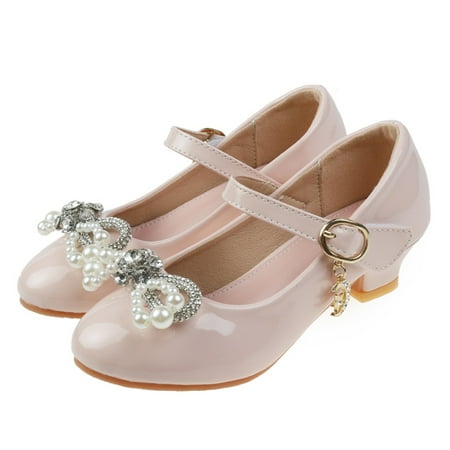 

TOWED22 Slippers For Kids Children Shoes Wth Single Shoes Soft Soled Pearl Rhinestone Decorative Single Toddler Winter Shoes Pink
