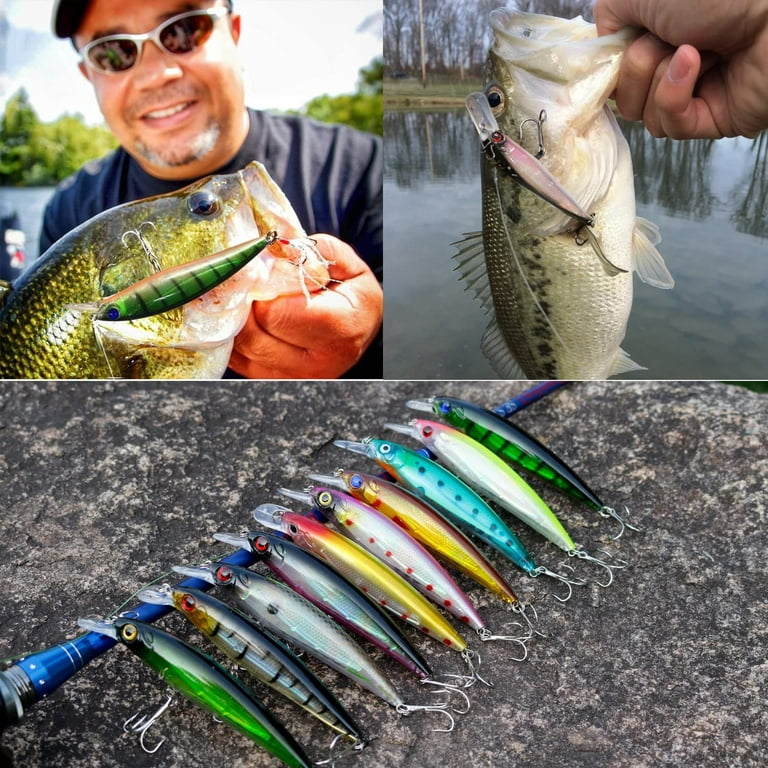10pcs Fishing Lures Hard Minnow Baits, Life-Like Swimbait Fishing Lures,  Minnow Hard Lure Bass Trout Baits Kit, Topwater Hard Baits Crankbait  Swimbait