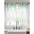 thumbnail image 2 of Teal Botanical Sheer Curtains 54 Inch Length 2 Panels Set for Living Room/Bedroom, Spring Weeping Eucalyptus Leaves Semi Curtain Sheers Drapes Rod Pocket Curtains Window Treatment Set 52''x54''x2, 2 of 7