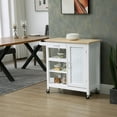 thumbnail image 2 of HOMCOM Chariot de Cuisine sur Roulettes avec Panneau de Porte Embossé, Tiroir, Blanc, 2 of 10