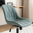 thumbnail image 5 of YOUNIKE Desk chair, Armless Swivel Office Chair, Faux Leather Task Chairs, Upholstered Computer Chair, Home Chair with Wheels, Bedroom, Dorm, Living Room, Grayish Green, 5 of 15