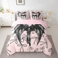 thumbnail image 3 of Feelyou Gothic Dreamy Angel Twin Bedding Sets 7-Piece for Kids, Cute Ribbon Bow-tie Bedding Comforter Set, Kawaii Pink Cartoon Reversible Sheet Sets, Lightweight Room Decor, 3 of 8