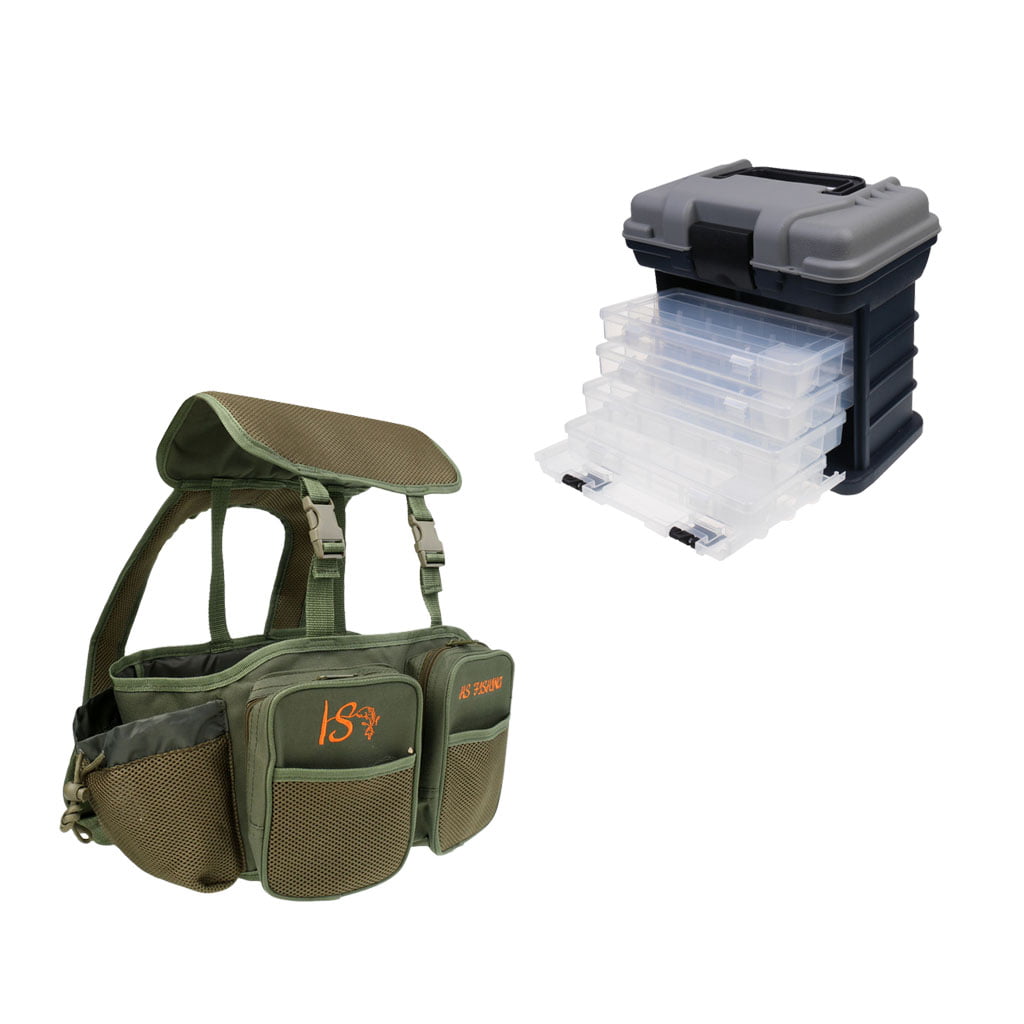 5 Draw Team Specialist Fishing Seat Tackle Box with Folding footplate & bump bar 