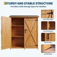thumbnail image 4 of 56" Outdoor Storage Shed, Large Wooden Garden Shed with Waterproof Asphalt Roof, Lockable Double Doors & 2 Removable Shelves,Wooden Tool Organizer for Backyard & Patio, Natural Fir Wood, 4 of 7