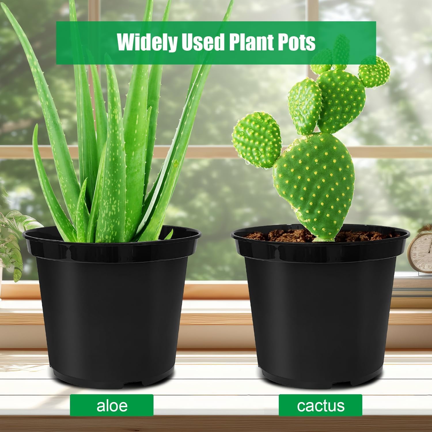 Plastic Nursery Pots, 5.31 Inch Round Plant Pots with Drainage Holes, 100 Pack Planting Pot for Outdoor Indoor Plants, Gardening Gifts for Women, Black