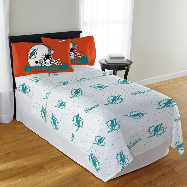 Nfl Miami Dolphins Monument Sheet Set Com Nfl Miami Dolphins Monument Sheet Set, Miami Dolphins Bedding Sets