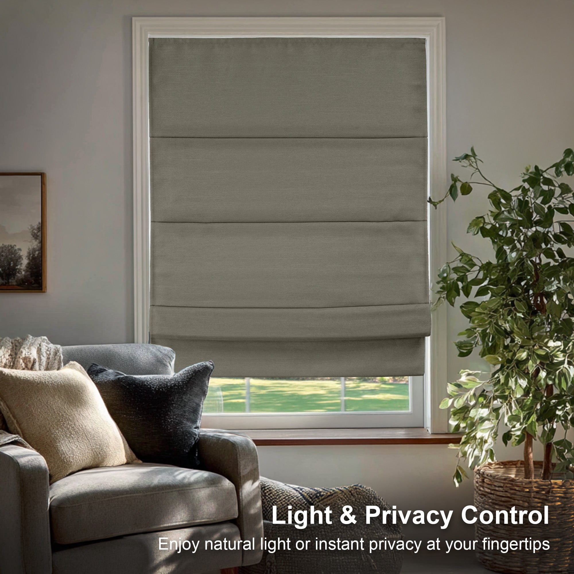 Chicology Cordless Roman Shade, Blackout, Del Mar Sandcastle, 31"W X 64"H