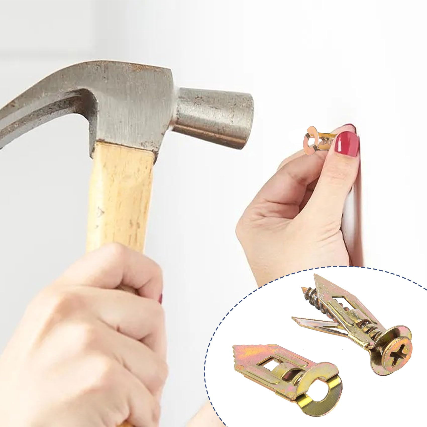 80 Pcs Self-Drilling Anchor Screws, Zinc Plated Steel Drywall Anchors, Heavy Duty Metal Expansion Bolt, No Drill or Holes, for TV, Shelf Straps, Gypsum Boards, Cabinets