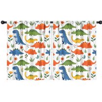 Blackout Kids Curtains,Colorful Dinosaur and Flower Pattern Childrens Insulated Curtains Set Of 2,Bedroom Essentials,Toddler Room Decor 42"x54"