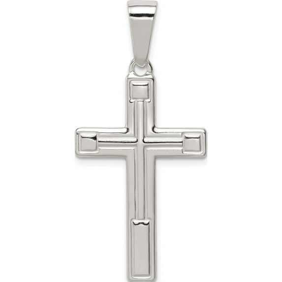 Sterling Silver Polished Cross Pendant (34 X 20) Made In India qc7219