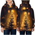 thumbnail image 2 of CLOISE Hoodies for Girls Toddlers Boys Teen Christmas Long Sleeve Hooded Sweatshirt Tops with Pocket Christmas Tree Print Outfits Fall Winter Clothes Gold 13T, 2 of 3