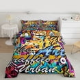 thumbnail image 2 of jejeloiu Watercolor Hippie Graffiti Full Size Comforter Sets,Abstract Artistic Bedding Sets For Kids 3-Piece, 2 of 8
