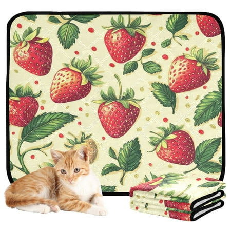 Washable Pet Pee Pads with Super Absorbent Reusable Training Pads for Dogs & Cats Strawberries Pattern