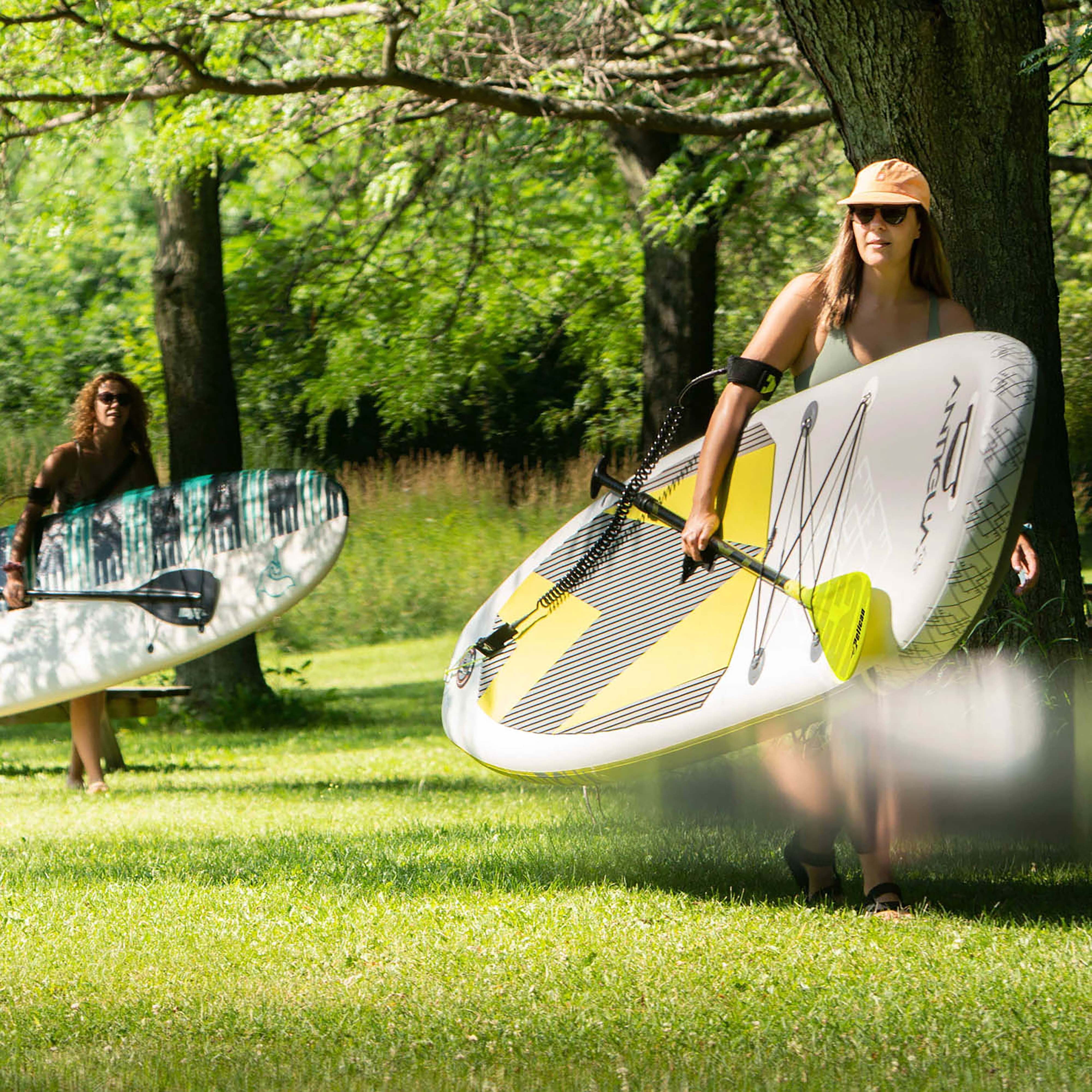 Pelican Vate Paddle Lightweight Fiberglass SUP Paddle - Adjustable Paddle from 70 to 87 in - Black/Yellow