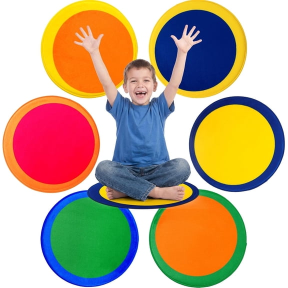 6 count 16 Inch Circle Time Rug Carpet Seats Classroom Playroom Rugs, Floor Cushions for Round Rug, Soft Colorful Non Slip School Story Time Group Activity Learning Playing Areas