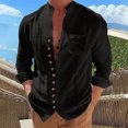 thumbnail image 2 of Mens Polo Long Sleeve Solid Button Down Mens Summer Tops,Black,XL, 2 of 5