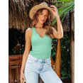 thumbnail image 5 of Vafful Women Tank Tops V Neck Summer Slim Slim Stretch Workout Sleeveless Tops Ribbed Racerback Blouses Mint Green Large, 5 of 7