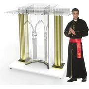 Acrylic & MDF Podium Casters,Acrylic Podium/Pulpits,Acrylic Podium with Casters, Conference, Church, Company, Wedding Transparent Podium for Pastor Speakers with Casters,Clear