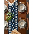 thumbnail image 2 of Blue White Plaid Table Runner 108 Inches, Modern Geometric Checkered Bed Runner Dresser Scarves Tabletop for Indoor Outdoor Parties/Ceremony/Banquet, 13"x 108", 2 of 8