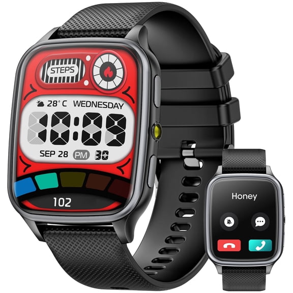 Smart Watch for Women Men, 1.93-inch TFT HD Screen Fitness Tracker, Fits for Android & iPhone, Make & Receive Calls, 120 Sports Modes, IP68 Waterproof Pedometer Smartwatch Gift (Black)