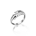 thumbnail image 1 of Silver Plated Jewelry Lovers Ring Happiness Double Dolphin Opening Rings Lovers Rings Double Rings For Women, 1 of 1