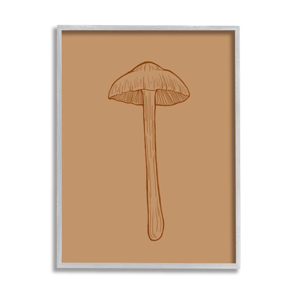Stupell Industries Botanical Mushroom Outline Nature Graphic Art Gray Framed Art Print Wall Art, Design by Ziwei Li