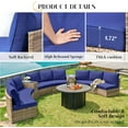 thumbnail image 2 of Jocisland Patio Conversation Set, 3 Piece Half-Moon Sectional Round Patio Furniture Set, Wicker Sofa Set, for Backyard Patio Garden, Blue, 2 of 6