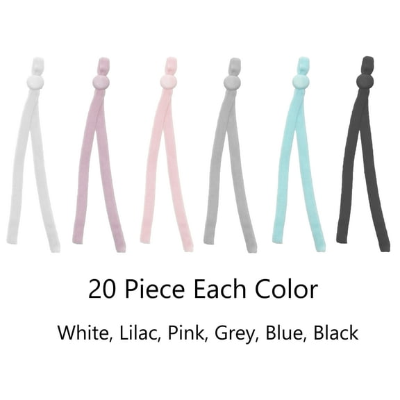 3/16 Inch (5mm) Soft Elastic Ear Loop Strap with adjustable buckle for DIY Sewing and Crafts USA Stock (Assorted (120 Pieces))