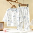thumbnail image 2 of Asxite Toddler Fall Outfits Print 3/4 Sleeve Top Straight Leg Pants Casual Loose 2 Piece Set 7T, 2 of 6