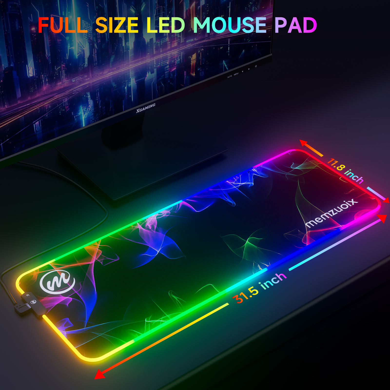 Memzuoix LED RGB Gaming Mouse Pad 31.5x11.8 photo 6