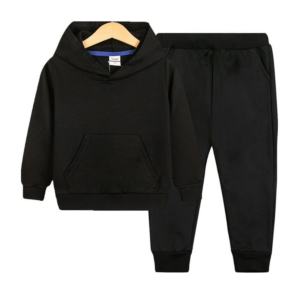 Survêtement Enfant 2 Pièces Fille Garçon - Sweat à Capuche Doublé Polaire + Pantalon Jogging Ample - Idéal 2 à 13 Ans