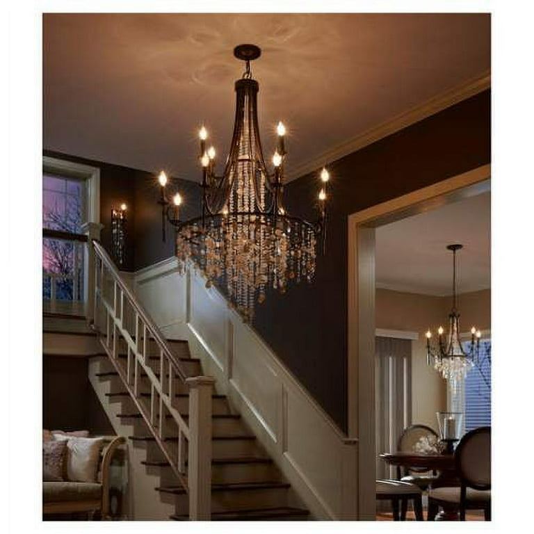 Feiss F2660/6HTBZ Cascade 6-Light Chandelier - 28.375W in. Heritage Bronze